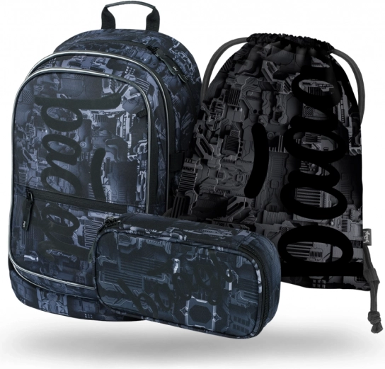 Set școlar BAAGL Core Technic: rucsac, penar, săculeț