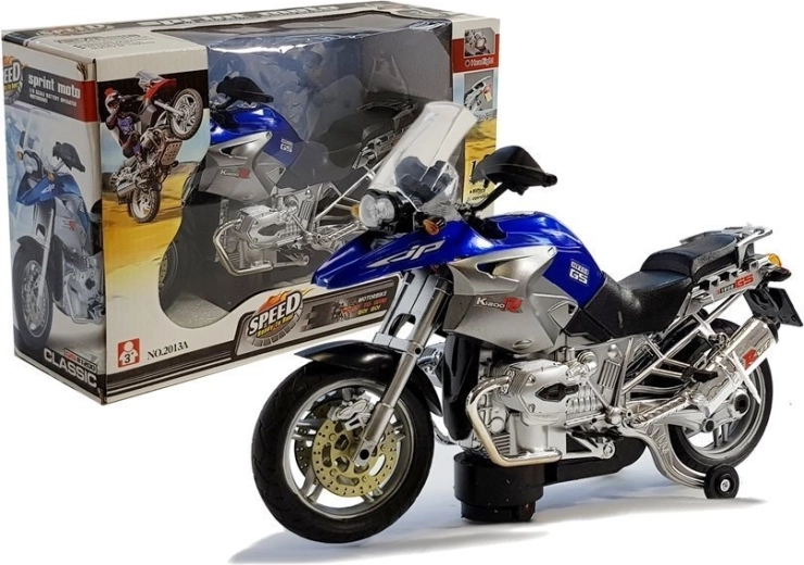 Motocicletă pe baterii cu lumini și muzică – albastră