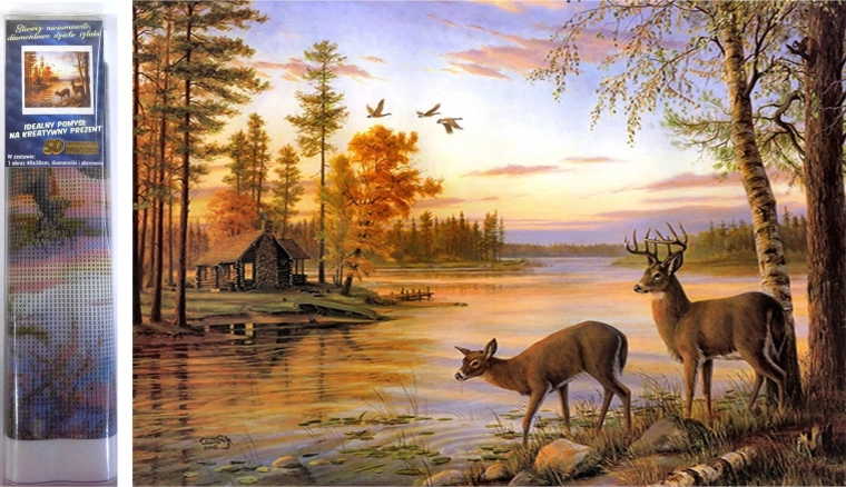 Norimpex pictură cu diamante Cerbi la lac 30 × 40 cm
