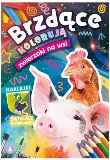 Caiet de colorat cu autocolante – Animale de la fermă (strălucesc în întuneric)