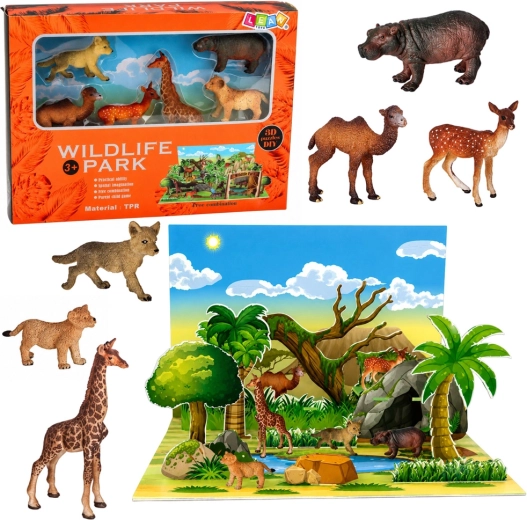 Set de figurine cu animale sălbatice cu parc 3D