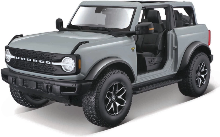 Maisto Ford Bronco Badlands fără uși, gri cactus, 1:18