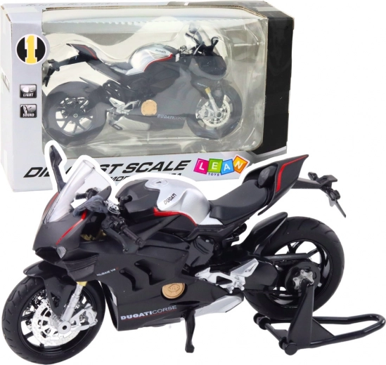 Motocicletă sport metalică 1:12 cu lumină și sunete – negru V4