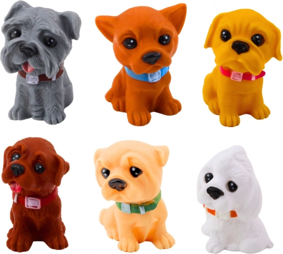 Set de figurine drăguțe cu cățeluși, din cauciuc, 6 buc
