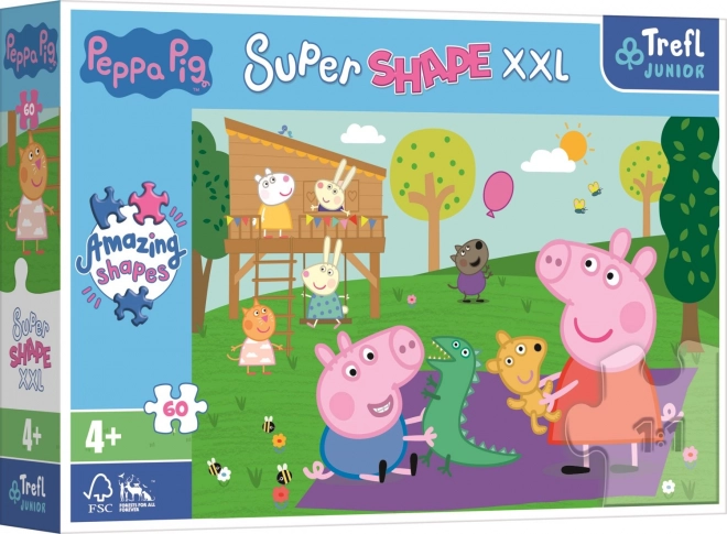 Puzzle 60 XXL Super Shape – distracție cu frățiorul, PEPPA PIG