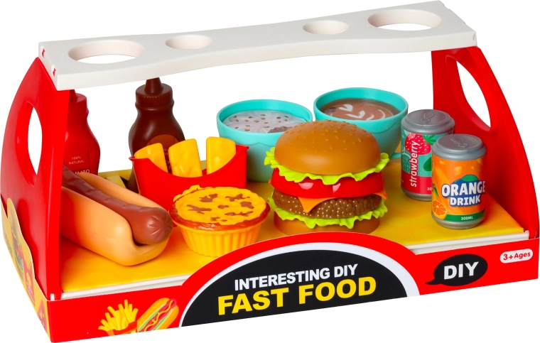 Set fast-food pentru copii – hamburger și hot dog cu accesorii