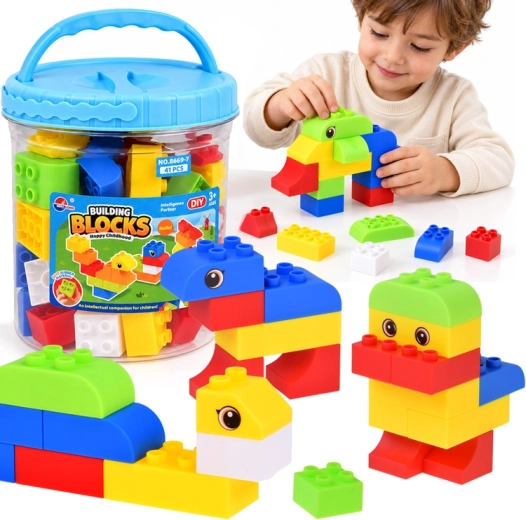 Cuburi de construcție senzoriale semimoi într-o cutie, 41 de piese