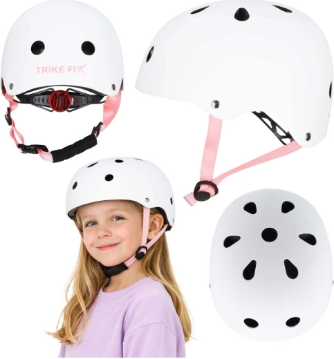 Cască de ciclism pentru copii cu LED TRIKE FIX S 48–54 cm albă