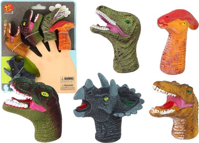 Marionete colorate pentru degete Dinozauri, set de 5 bucăți