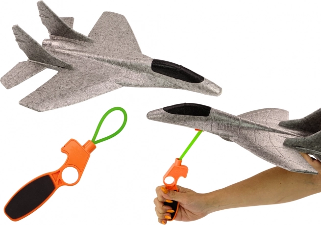 Avion din polistiren cu lansator gri