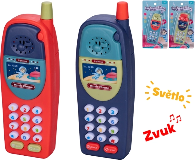 Telefon pentru copii cu baterii, cu lumină și sunet, 15 cm