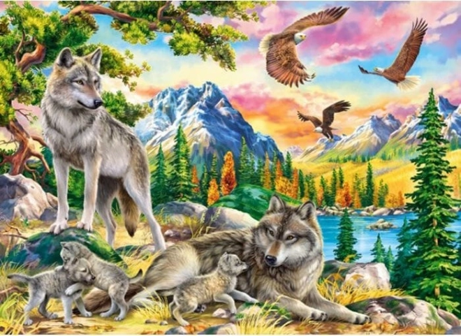 Puzzle Familia de lupi și vulturi 300 piese CASTORLAND