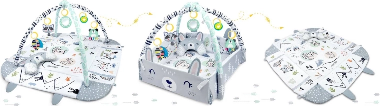 3 în 1: salteluță deschisă, cuibușor și colțișor de joacă