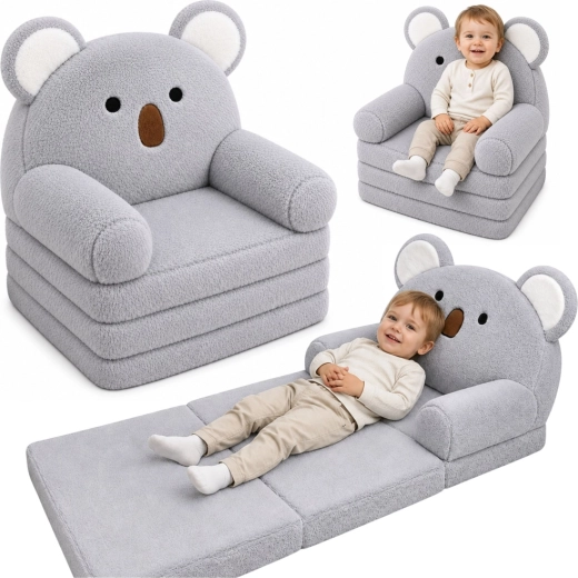 Fotoliu extensibil pentru copii 2în1 Koala, gri