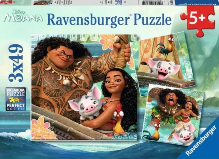 Puzzle Ravensburger Vaiana: Curajoasa (Moana) – Născută să călătorească 3×49 piese