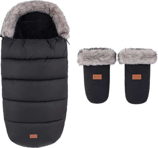 PETITE&MARS set de iarnă: sac de iarnă comfy 4v1 + mănuși pentru cărucior fjora, forever black