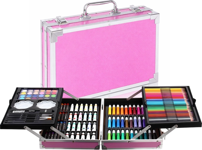 Set artistic roz pentru desen și pictură Renew Force 145 de piese