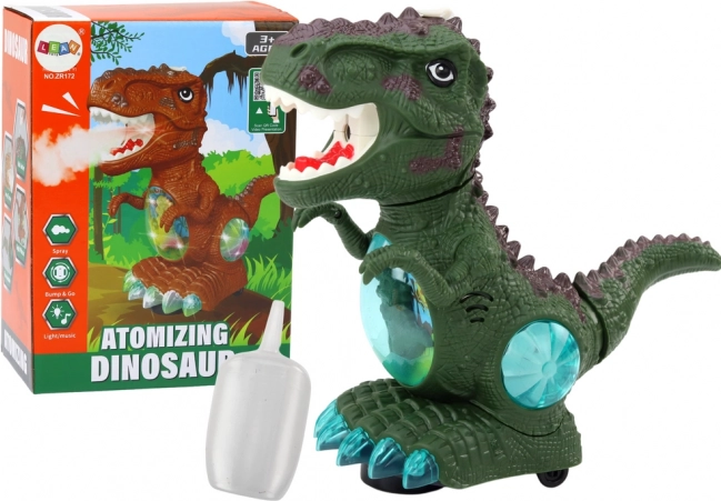 Dinozaur verde dansator cu senzor de obstacole și efecte de lumină