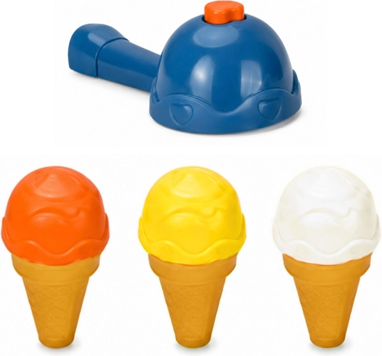 Lingură de înghețată („scoop”) și conuri pentru o joacă realistă
