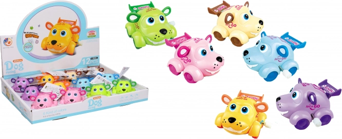 Câine de plastic cu mecanism de întoarcere 8 cm