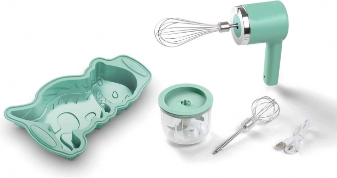 mini set AKU pentru copii 3 în 1 – mixer, tocător și formă de dinozaur Jata