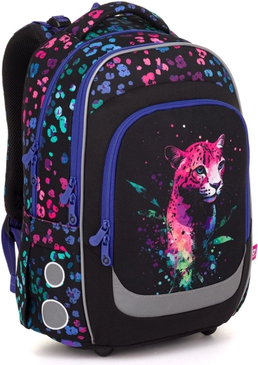 Rucsac școlar Topgal LORI cu leopard neon