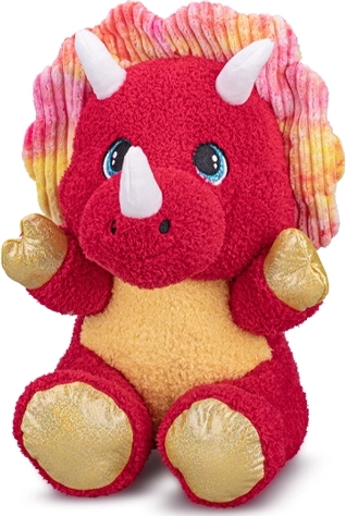 Triceratops de pluș în poziție șezândă, roșu, 16,5 cm