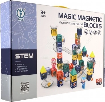 Pistă magnetică cu bile cu figurine, set de construcție cu 102 piese
