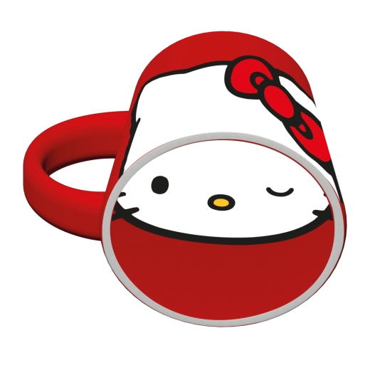 Cană ceramică HELLO KITTY cu față, roșie