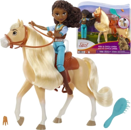 Spirit – Pru și calul ei Șikula – set păpușă și mustang