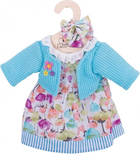 Rochie turcoaz și puloveraș pentru păpușă de 38 cm Bigjigs Toys