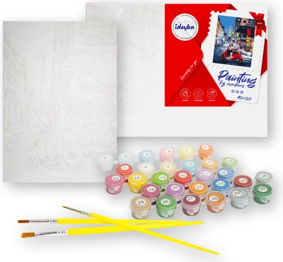 Pictură după numere – maci uimitori 40×50 cm, pânză + culori + pensule