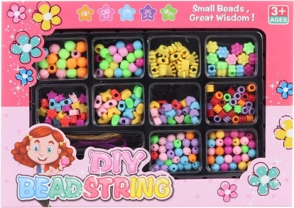Mărgele din plastic în cutie – set creativ pentru înșirare
