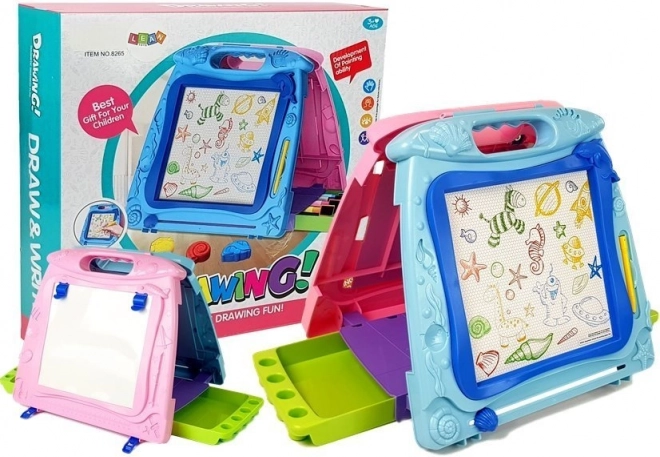 Tablă de desen dublă pentru copii, cu magnet și markere