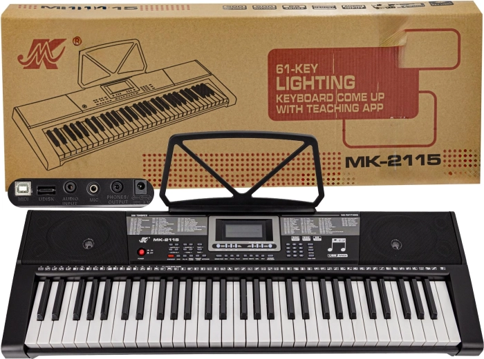 Keyboard electronic cu 61 de clape, clape iluminate, adaptor
