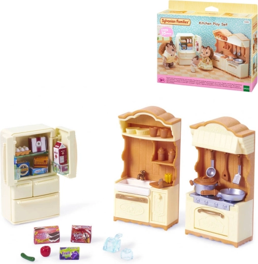 Sylvanian Families mobilier de bucătărie cu frigider - 37 de piese