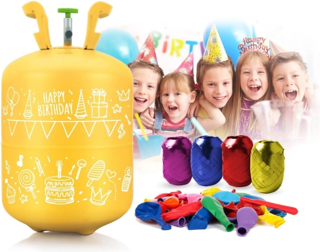 Totul într-un singur set: heliu, baloane și panglică