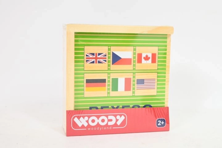 Joc de memorie din lemn Woody cu steagurile statelor - 44 de piese