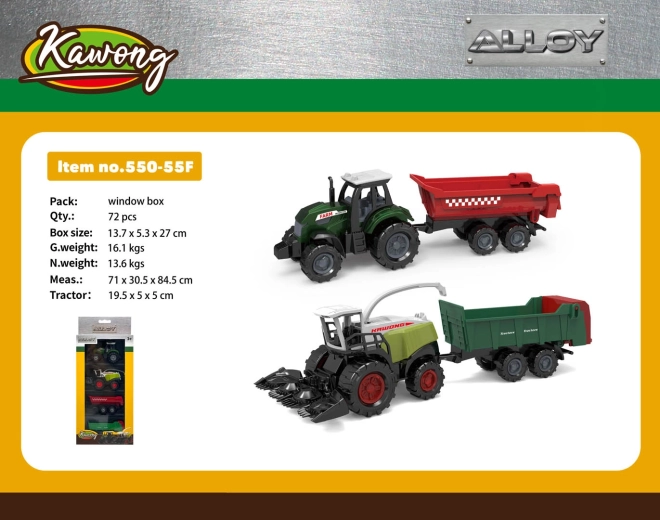 Set metalic cu tractor, combină și remorci