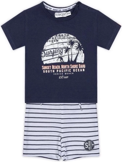 Dirkje set pentru copii din 2 piese: tricou și pantaloni scurți navy cu dungi albe