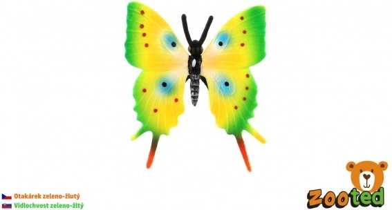 Fluture din plastic, coadă-de-rândunică, verde-galben, 5,5 cm