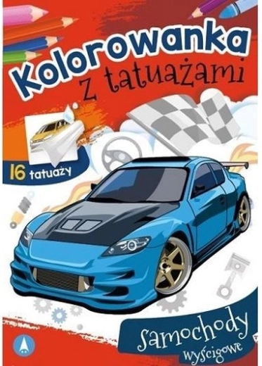 MOTOtattoo – cărți de colorat cu tatuaje lavabile Mașini de curse