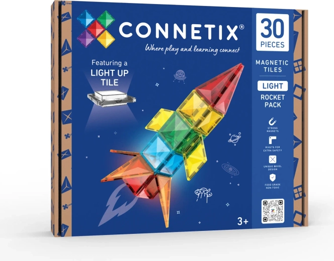 Set CONNETIX cu lumină, rachetă, 30 de piese