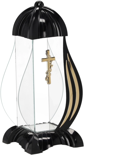Felinar funerar M cu motiv de cruce negru - 1 buc