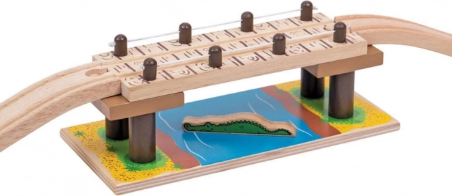 pod de safari din lemn cu crocodil Bigjigs Rail