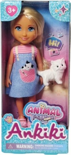 Mini păpușă cu pisicuță în cutie
