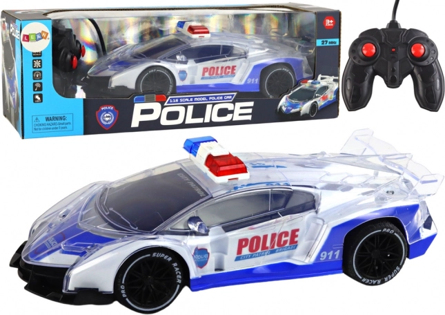 Mașină sport de poliție cu telecomandă 1:16, cu lumini