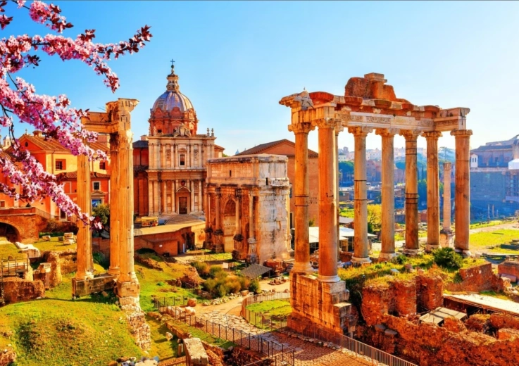 Puzzle Ruine romane în primăvară 1000 piese BLUEBIRD