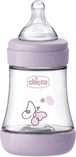 Biberon anti-colici Chicco Perfect5 150 ml pentru fetiță, debit lent 0m+