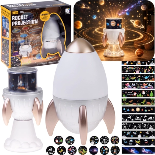 Proiector cosmic de stele și planete în formă de rachetă cu difuzor Bluetooth